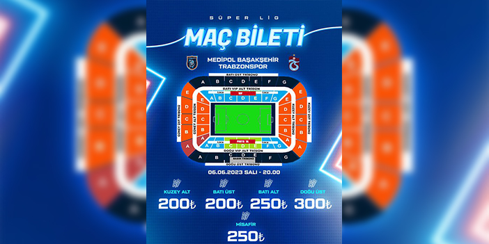 Başakşehir açıkladı! İşte Trabzonspor maçı misafir tribünü bilet fiyatı