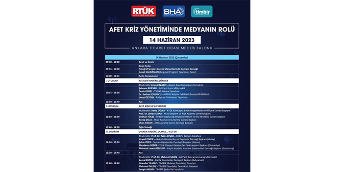 Afet ve Kriz yönetiminde medyanın rolü anlatılacak