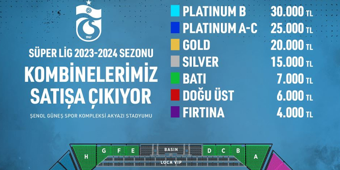 Trabzonspor'da kombineler satışa çıkıyor! İşte fiyatlar