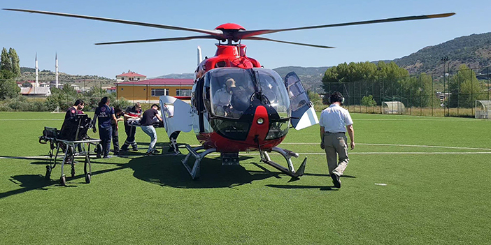 Giresun'da kalp yetmezliği hastasının imdadına ambulans helikopter yetişti