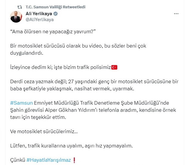 Samsun'da hız yapan motosikletliyi uyarmıştı!  O anları anlattı 
