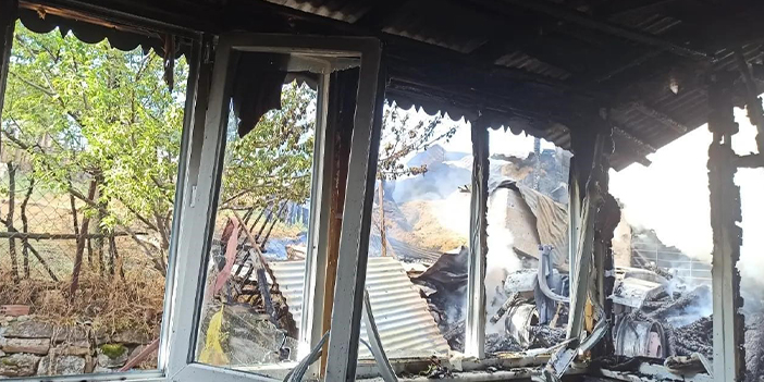 Giresun'da feci olay! Evi, samanlığı ve traktörü kullanılmaz hale geldi