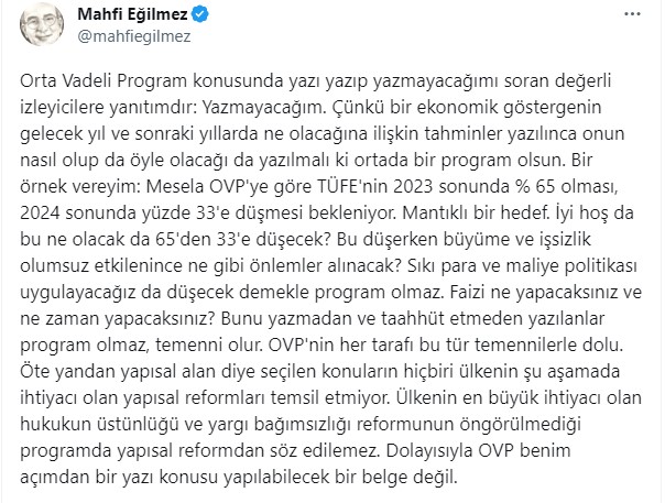 Ünlü ekonomistten OVP sözleri! “Taahhüt etmeden yazılanlar...”
