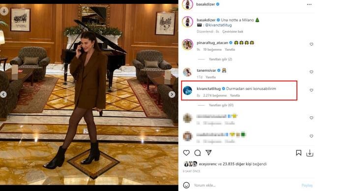 Kıvanç Tatlıtuğ'dan eşi Başak Dizer'in paylaşımına romantik yorum