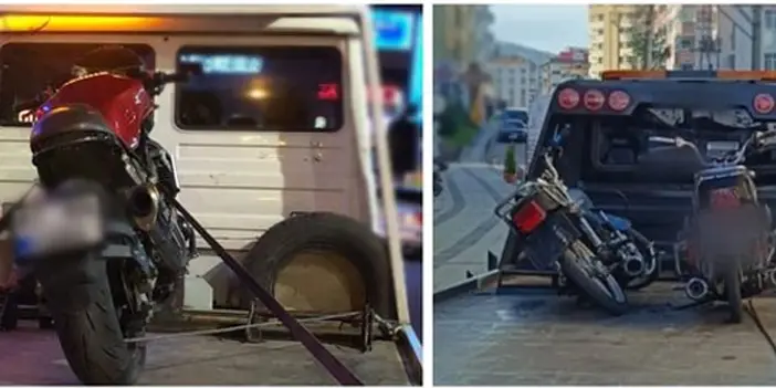 Trabzon'da trafik denetimleri sürüyor! Abart egzozlu 4 araç daha trafikten men