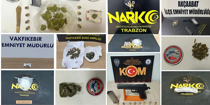 Trabzon’da uyuşturucuya geçit yok! 15 şahıs hakkında adli işlem