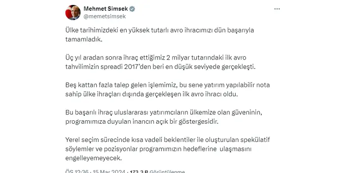 Gelişmeyi Bakan Şimşek duyurdu! Türkiye tarihinde bir ilk