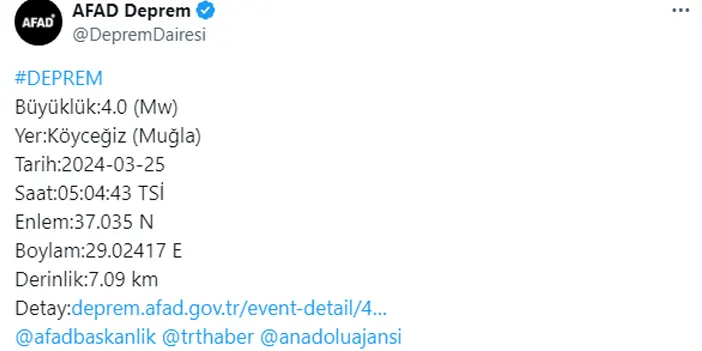 Muğla'da korkutan deprem! İşte büyüklüğü