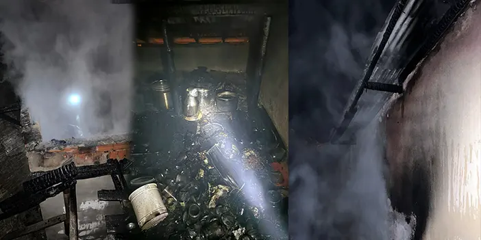 Gümüşhane'de odunlukta yangın çıktı! Kullanılmaz hale geldi