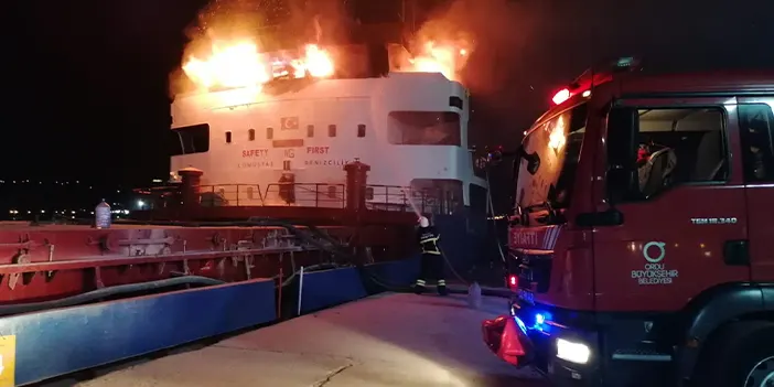 Ordu'da yük gemisi alevler içinde kaldı! 1 kişi dumandan etkilendi 