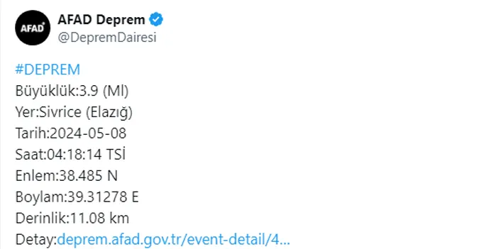 Sabah saatlerinde Elazığ’da korkutan deprem! İşte büyüklüğü