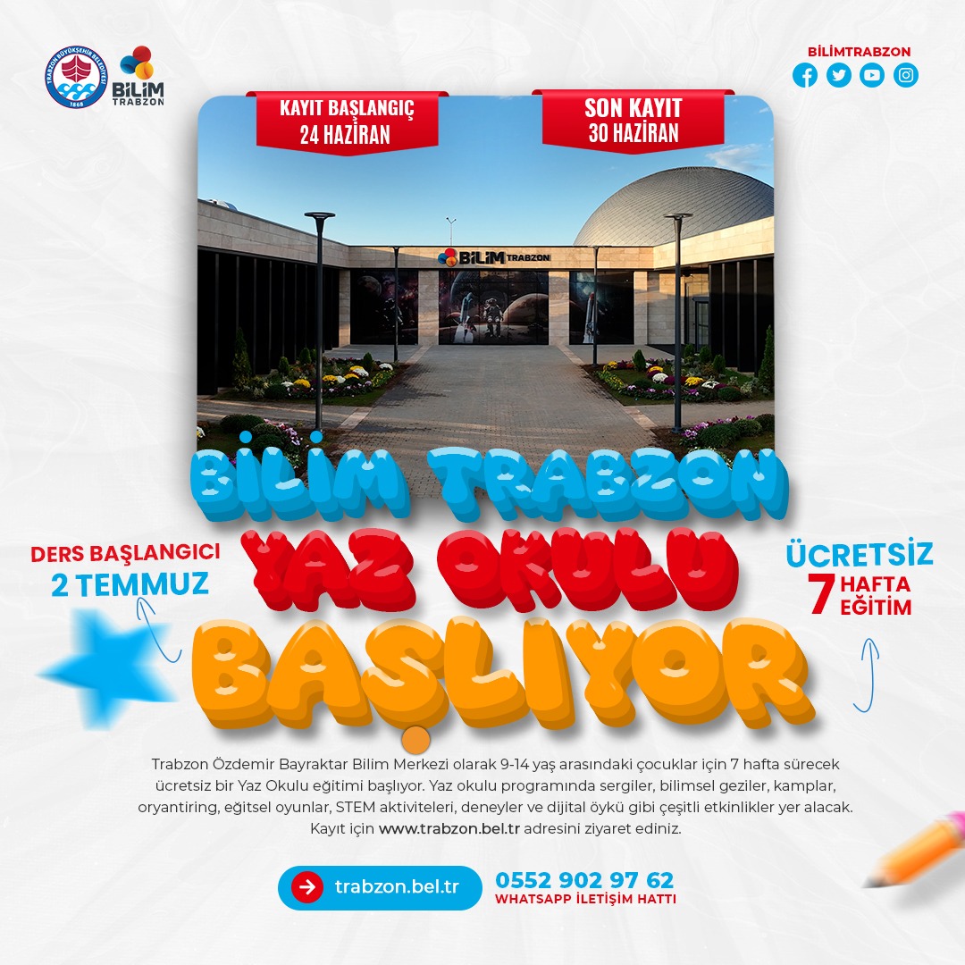 Trabzon'da ücretsiz yaz okulu! Çocuklar için bilim dolu tatil