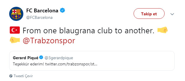 Barcelona ve Pique'den Trabzonspor'a cevap