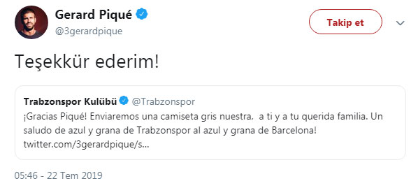 Barcelona ve Pique'den Trabzonspor'a cevap