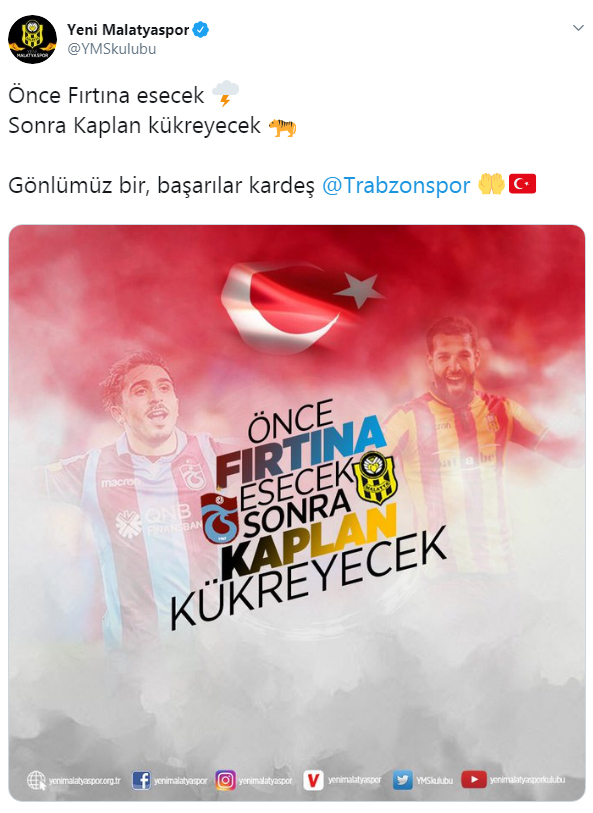 Kulüplerden Trabzonspor'a başarı dileği!