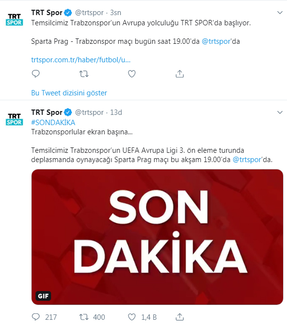 Sparta Prag - Trabzonspor maçının yayınlayacak kanal belli oldu!
