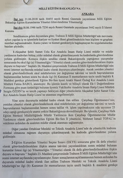Türk Eğitim Sen Genel Sekreteri Musa Akkaş’tan şok Trabzon iddiaları…