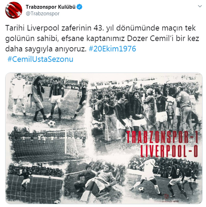 Trabzonspor'dan anlamlı günde Dozer Cemil paylaşımı