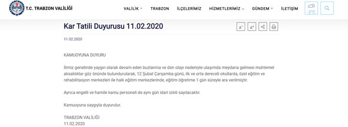 Trabzon'da 12 Şubat 2020 çarşamba okullar tatil mi? Valilik açıkladı