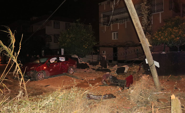 Otomobil evin duvarına çarptı: 4 yaralı