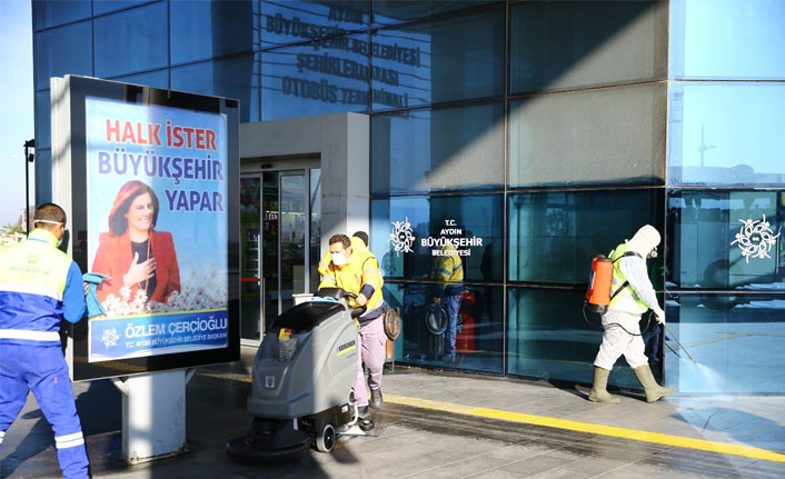 Aydın'da otobüs terminalleri salgın hastalıklara karşı dezenfekte edildi