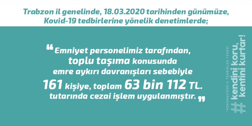 Trabzon'da 211 kişiye 88 Bin 228 TL ceza!