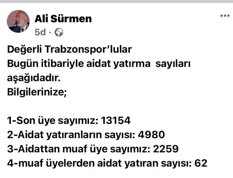 Trabzonspor üyelerinin sadece yarısı aidatlarını yatırmış