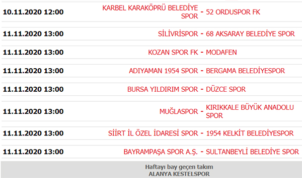 Süper Lig puan durumu, Süper Lig 7. Hafta maç sonuçları ve 8. Hafta maçları