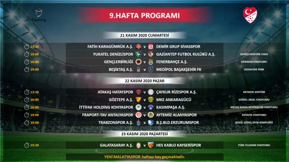 Süper Lig'de 3 haftalık program açıklandı