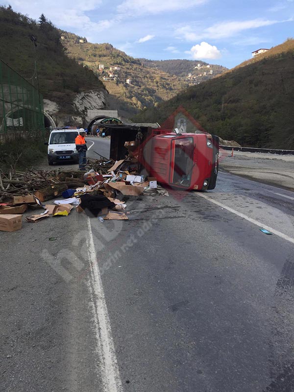 Trabzon'da kamyonet devrildi! 1 Yaralı