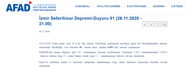 İzmir Depreminde son durum! AFAD Açıkladı