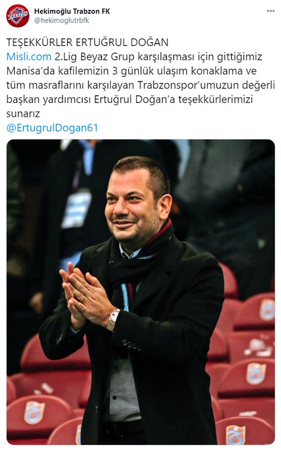 Hekimoğlu Trabzon’dan Trabzonspor yönetici ile ilgili mesaj