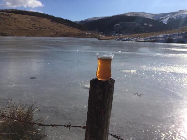 Ordu’da gölet buz tuttu