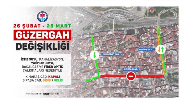 Trabzon'da Gazipaşa Caddesi çift yönlü olarak trafiğe açıldı