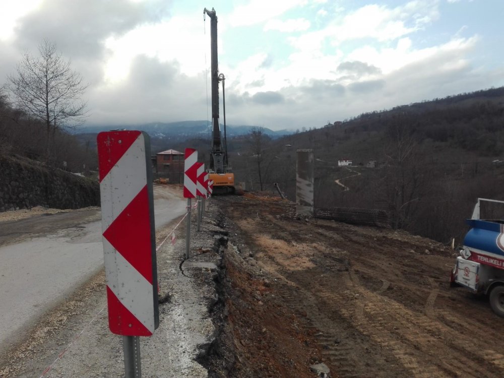 Ordu'da heyelanlı yolda çalışma başlatıldı