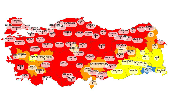 Yeni harita belli oldu! 58 şehir kırmızı kategoride