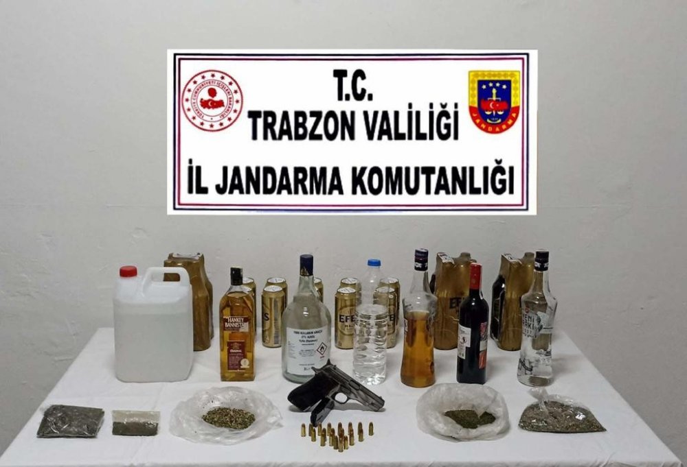 Trabzon’da Jandarmadan operasyon! Sahte alkol ve uyuşturucu