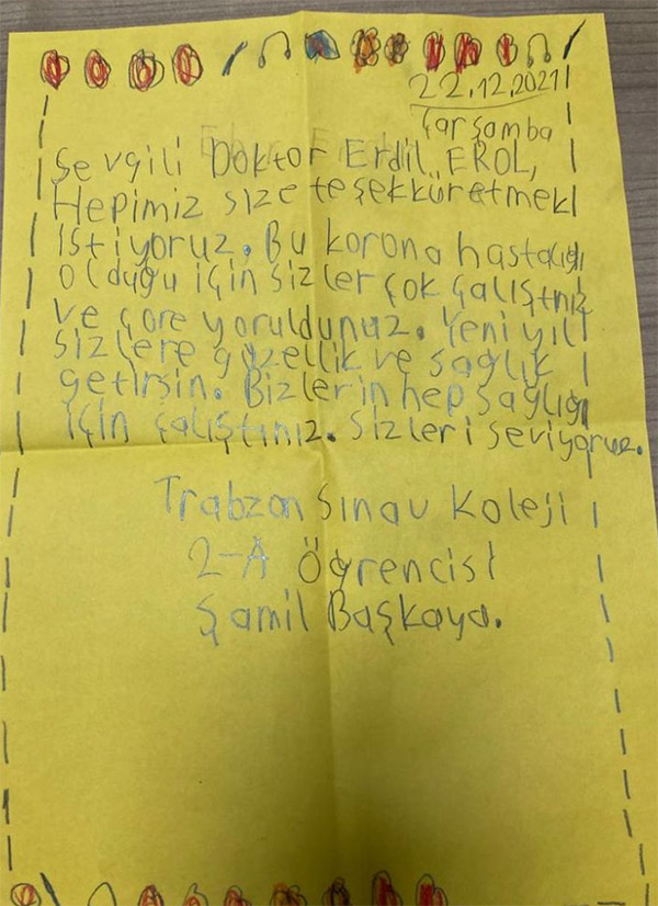 Trabzon’da öğrencilerden doktorlara mektup