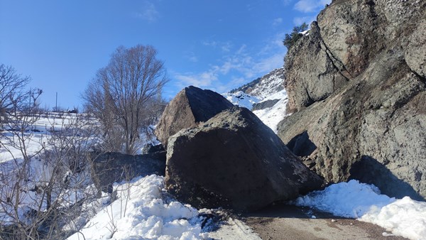 Artvin'de dev kaya yola düştü, köyün ulaşımı kapandı
