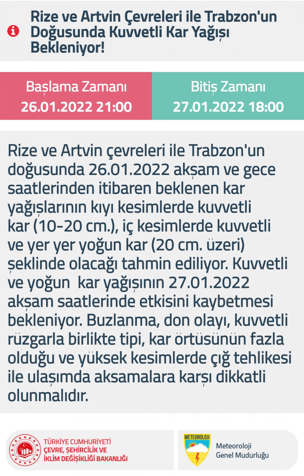 Kar uyarısı! Trabzon, Rize ve Artvin…