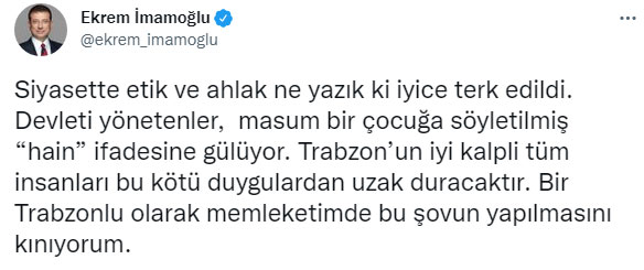 Ekrem imamoğlu'ndan tepki! "Bir Trabzonlu olarak memleketimde bu şovun yapılmasını kınıyorum"