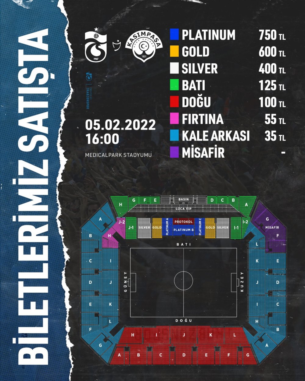Trabzonspor-Kasımpaşa maçı biletleri satışa sunuldu