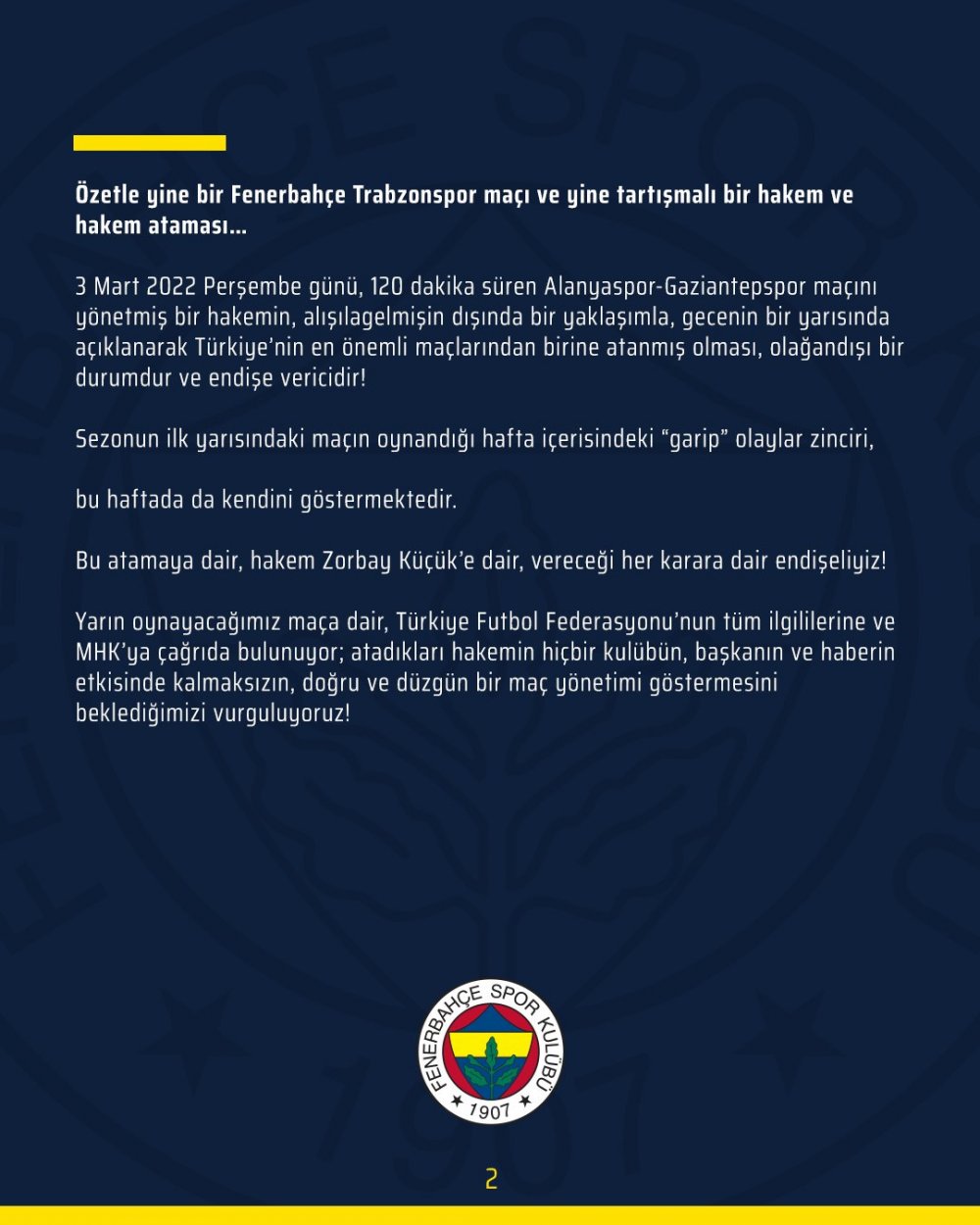 Fenerbahçe yine şaşırtmadı! Trabzonspor maçı öncesi hakem açıklaması