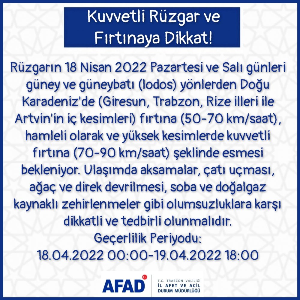 Doğu Karadeniz’e fırtına uyarısı! Trabzon, Giresun, Rize, Artvin… 
