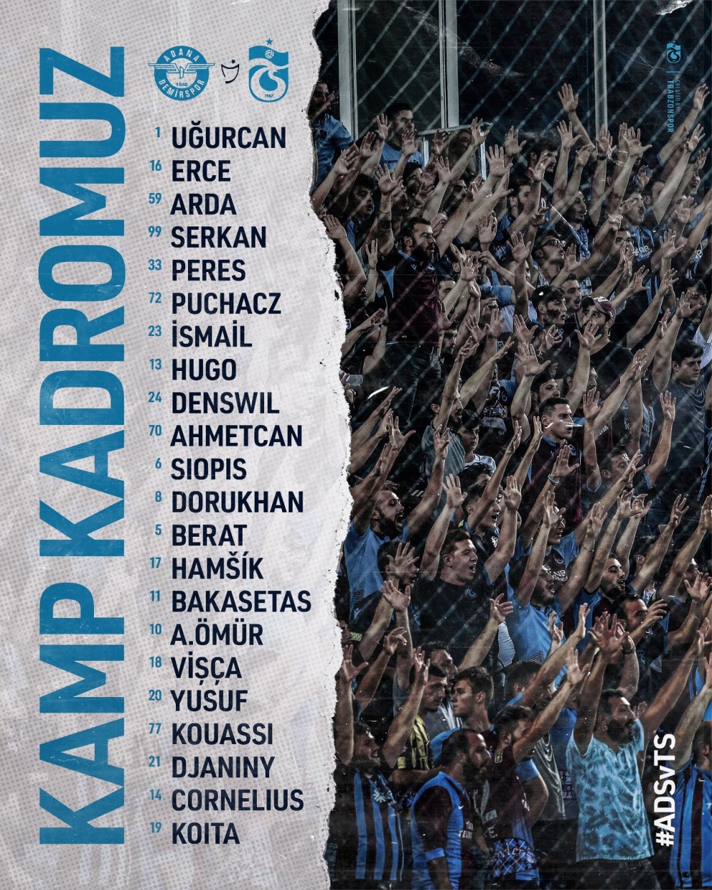 Trabzonspor'un Adana kadrosu açıklandı