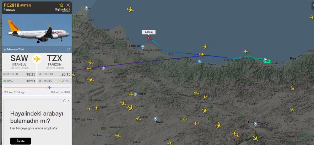 Trabzon uçakları yönlendiriliyor
