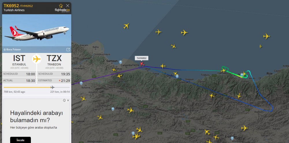 Trabzon uçakları yönlendiriliyor