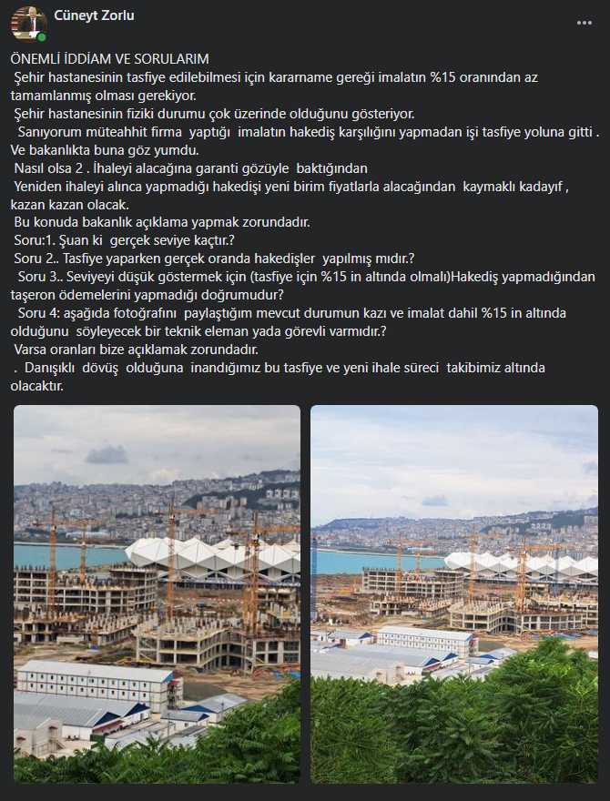 Trabzon Şehir hastanesi ile ilgili flaş iddialar! "Bakanlık tasfiyeye göz yumdu"
