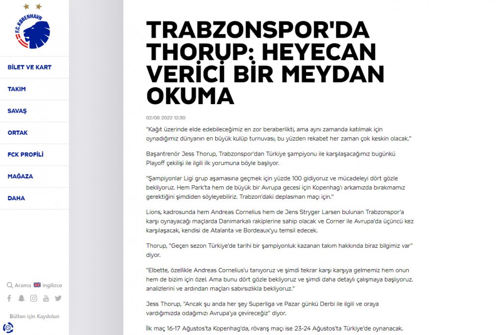 Koppenhag’ın hocası Thorup’tan Trabzonspor açıklaması! “Biraz bilgimiz var”