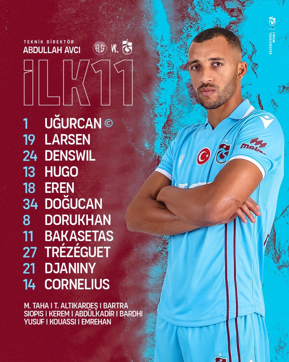 Antalyaspor - Trabzonspor maçı ilk 11'leri belli oldu